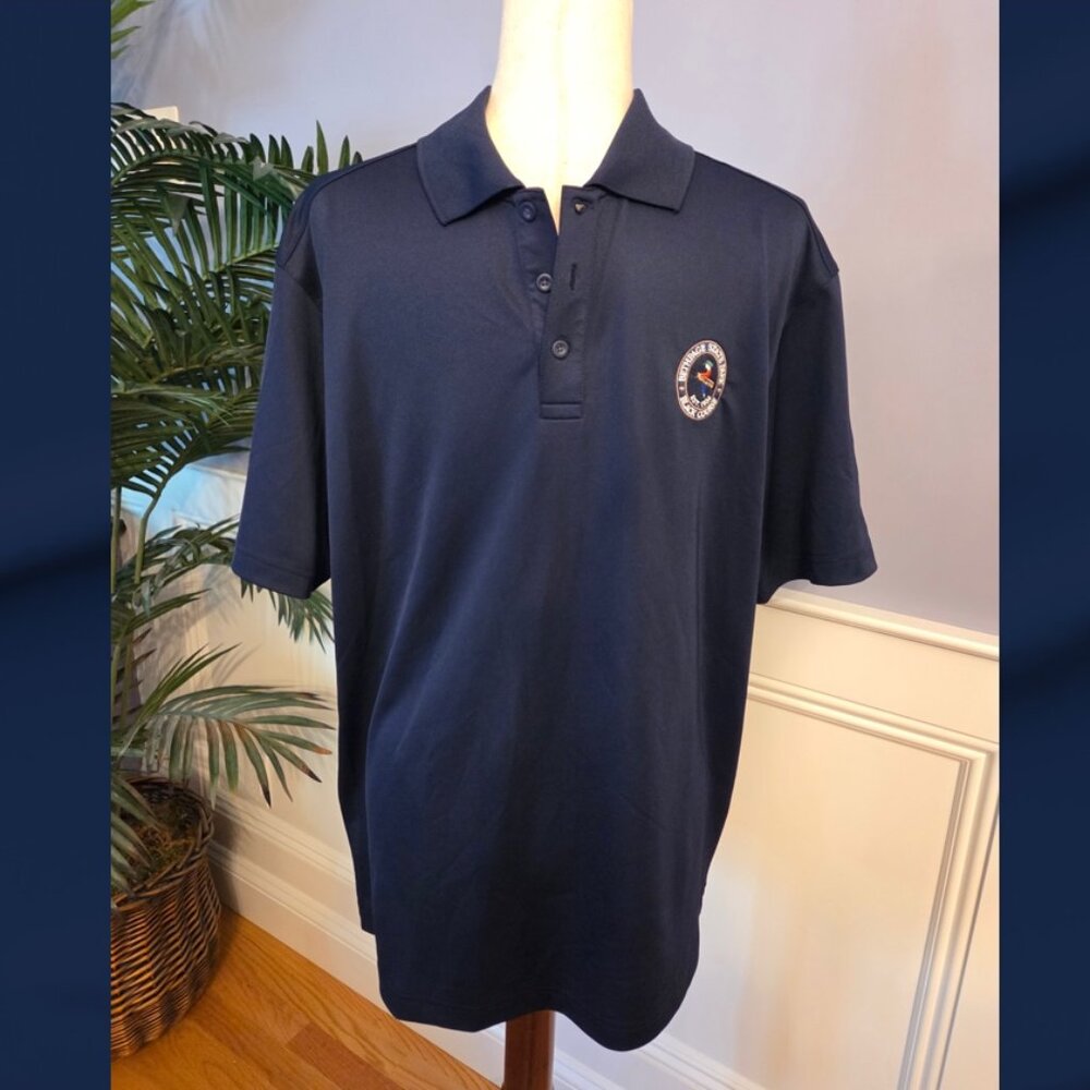 Mens Bethpage Black Golf Course Navy Blue Under Armour Golf Shirt Size Large